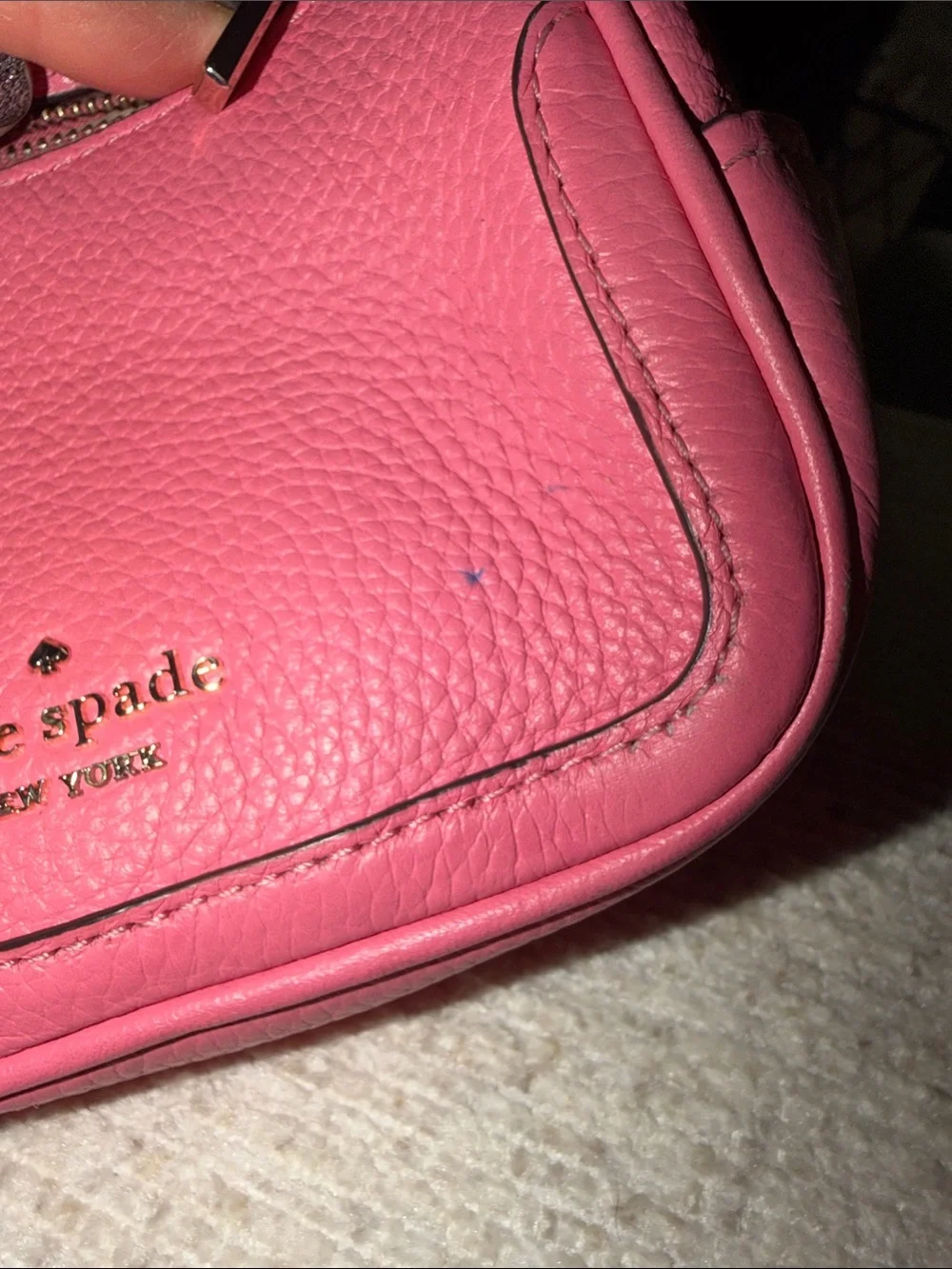 kate spade Woman’s Mini Hot Pink Pebbled Leather Chain Crossbody